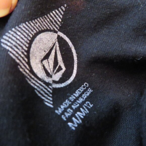 Vintage 90s Y2K Volcom Black Top Womens M Skull Long Sleeve Sheer Back - Picture 7 of 8